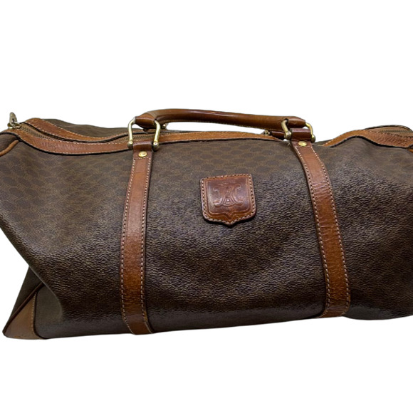 Celine Handbags - Celine Boston Bag Brown Macadam Canvas Duffle Bag